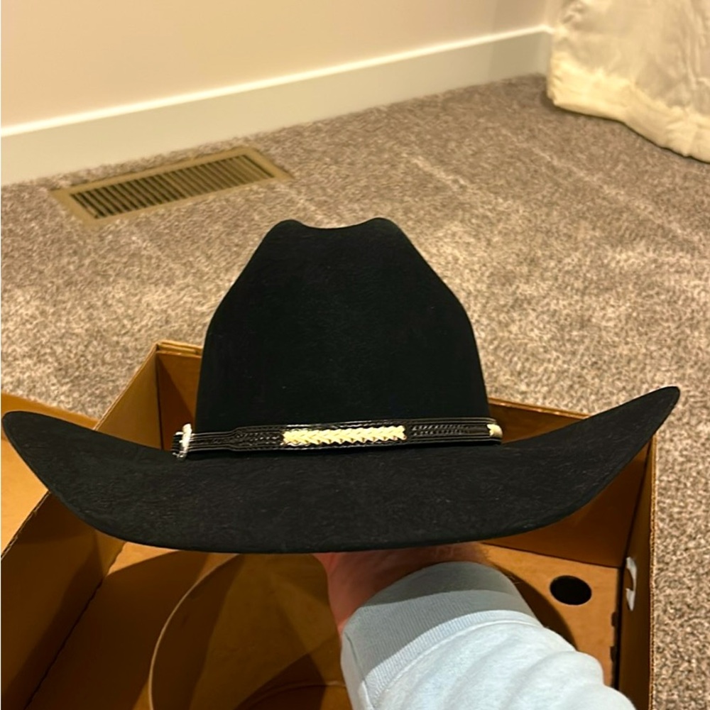 Stetson Bar None 6X Beaver Felt Hat, Size 7-3/8, Black, Like New W/ Box